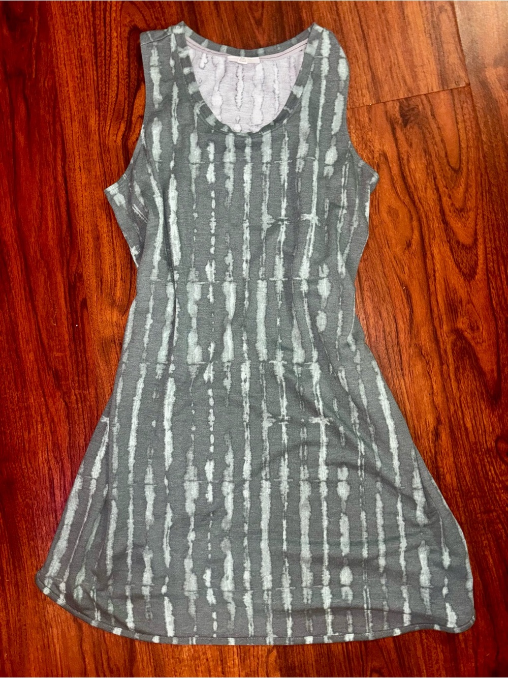 Wonderly Gray and Light Gray Sleeveless Tie-Dye A-Line Dress